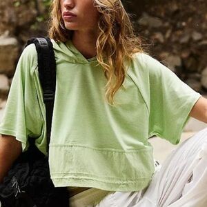 FP Movement by Free People Light Green Cropped Hooded Sweatshirt NWT
